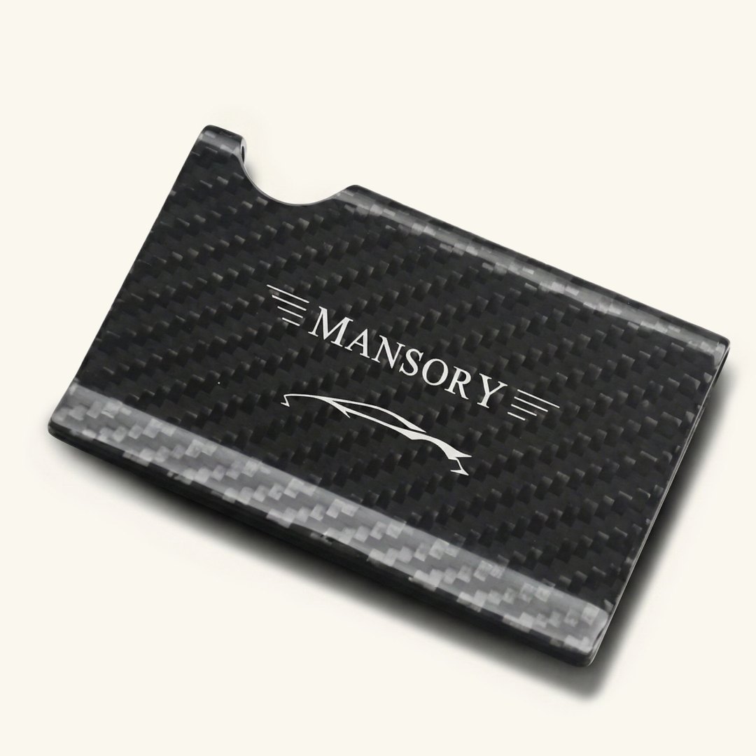 MANSORY CARBON CARD HOLDER & MONEY CLIP – SILVER LOGO