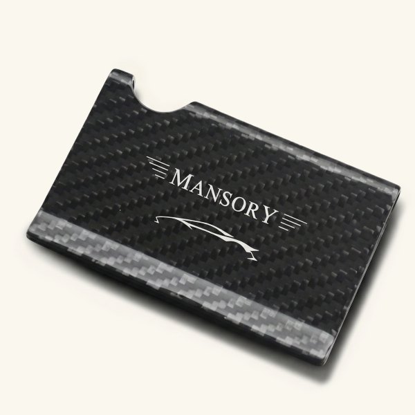 MANSORY CARBON CARD HOLDER & MONEY CLIP - SILVER LOGO